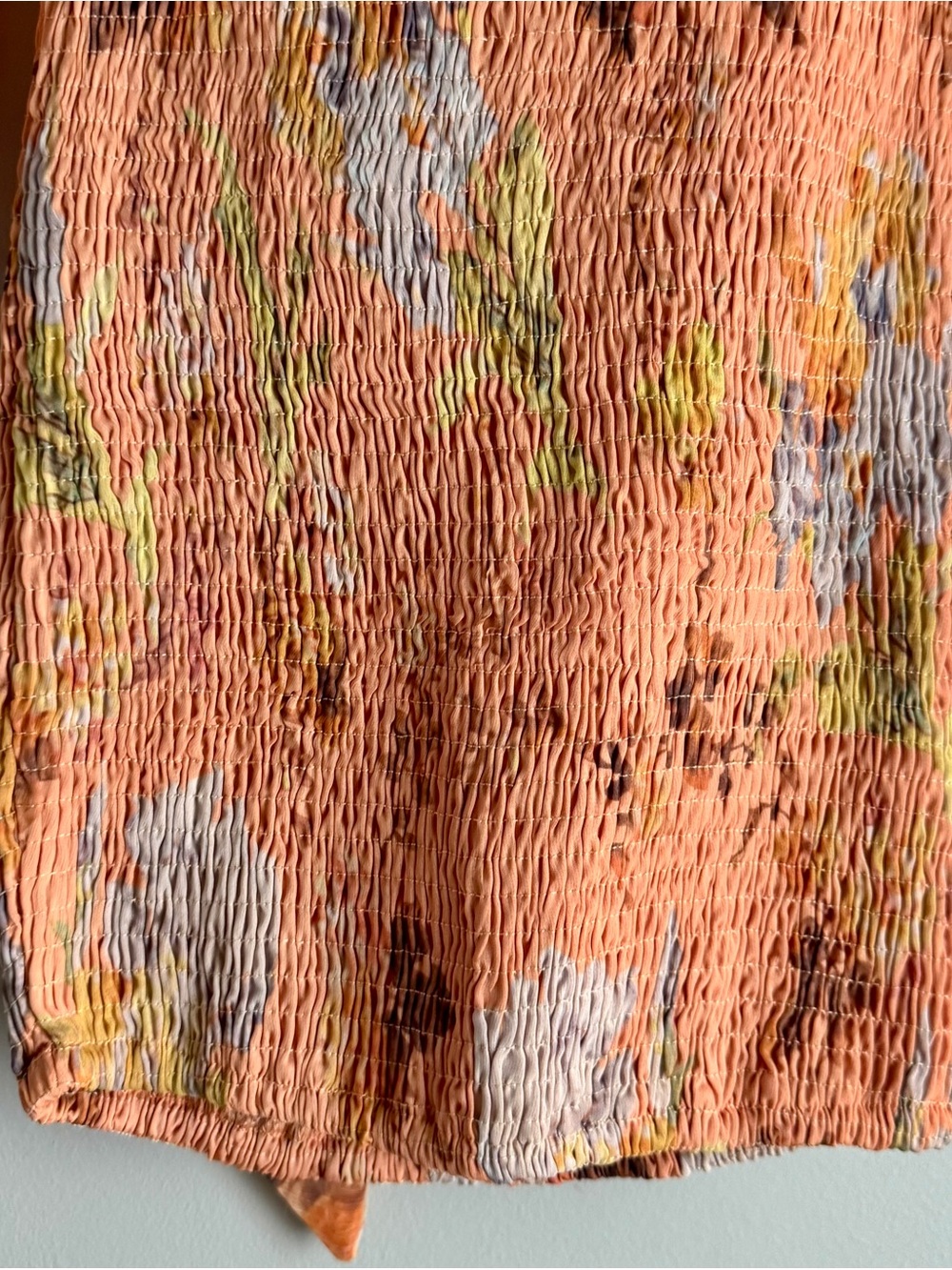 Selfie Leslie Joie Puff Sleeve Shirred Mini Dress Floral Print Apricot Size XS - Picture 7 of 9